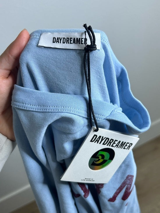 Daydreamer 100% Cotton Baby Blue Oversized Varsity Style Long Sleeve Top
