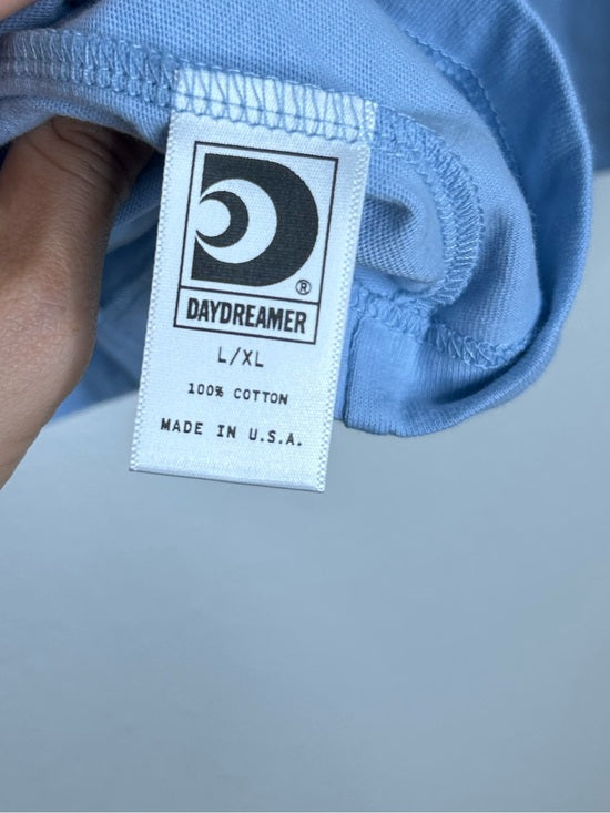 Daydreamer 100% Cotton Baby Blue Oversized Varsity Style Long Sleeve Top
