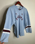 Daydreamer 100% Cotton Baby Blue Oversized Varsity Style Long Sleeve Top
