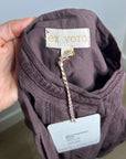 Ex - Voto 100% Cotton Plum Brown Long Sleeve Olivia Button Down Blouse