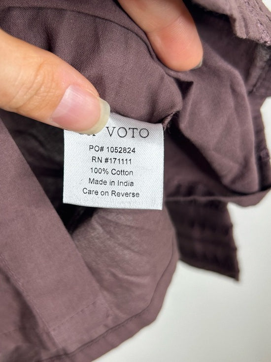 Ex - Voto 100% Cotton Plum Brown Long Sleeve Olivia Button Down Blouse