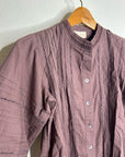 Ex - Voto 100% Cotton Plum Brown Long Sleeve Olivia Button Down Blouse
