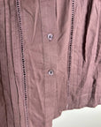Ex - Voto 100% Cotton Plum Brown Long Sleeve Olivia Button Down Blouse