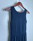 Nation LA 100% Pima Cotton Smocked Clementine Midi Dress Navy Blue