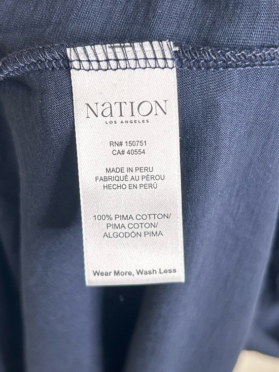 Nation LA 100% Pima Cotton Smocked Clementine Midi Dress Navy Blue