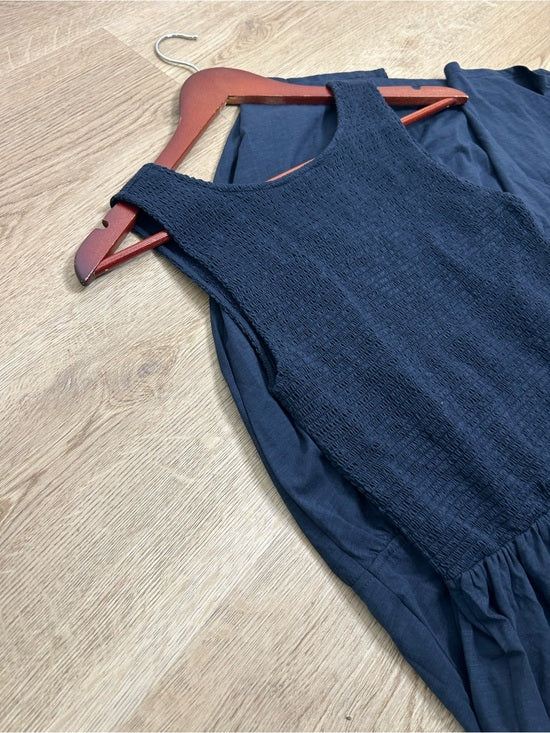 Nation LTD Nation LA 100% Pima Cotton Smocked Clementine Midi Dress Navy Blue - Cotton