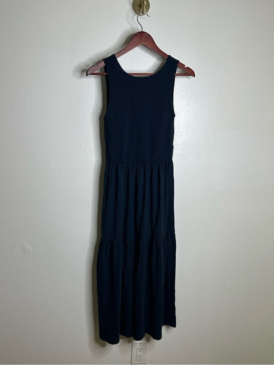 Nation LTD Nation LA 100% Pima Cotton Smocked Clementine Midi Dress Navy Blue - Cotton