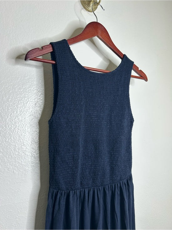 Nation LTD Nation LA 100% Pima Cotton Smocked Clementine Midi Dress Navy Blue - Cotton
