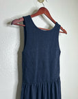 Nation LA 100% Pima Cotton Smocked Clementine Midi Dress Navy Blue