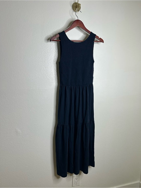 Nation LTD Nation LA 100% Pima Cotton Smocked Clementine Midi Dress Navy Blue - Cotton