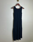 Nation LA 100% Pima Cotton Smocked Clementine Midi Dress Navy Blue