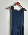 Nation LA 100% Pima Cotton Smocked Clementine Midi Dress Navy Blue