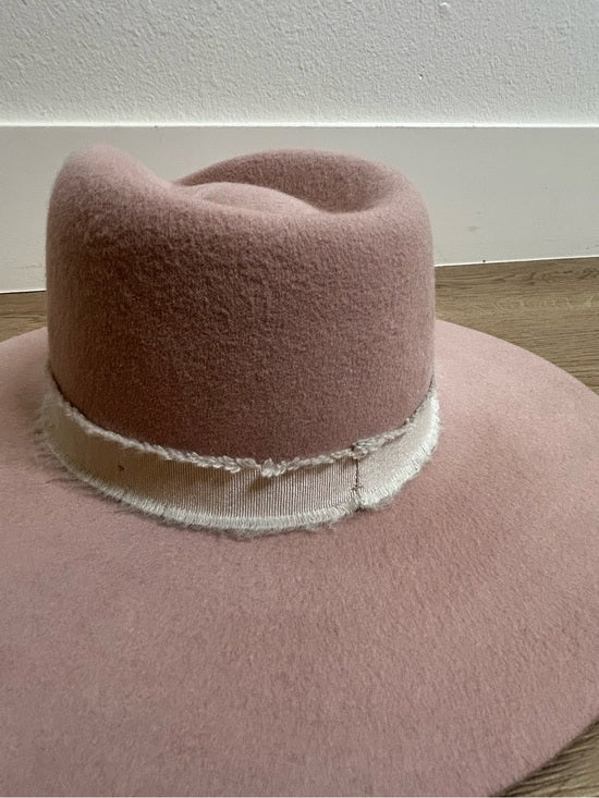 Brixton 100% Wool Felt Light Pink Wide Brim Rancher Style Hat