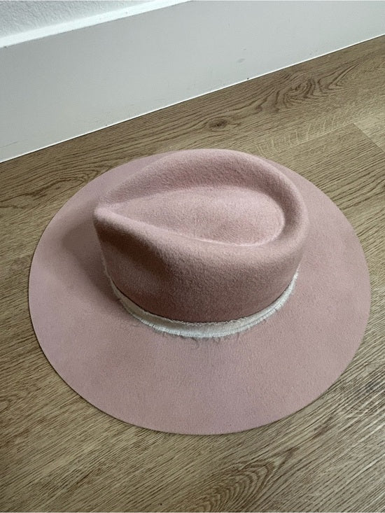 Brixton 100% Wool Felt Light Pink Wide Brim Rancher Style Hat