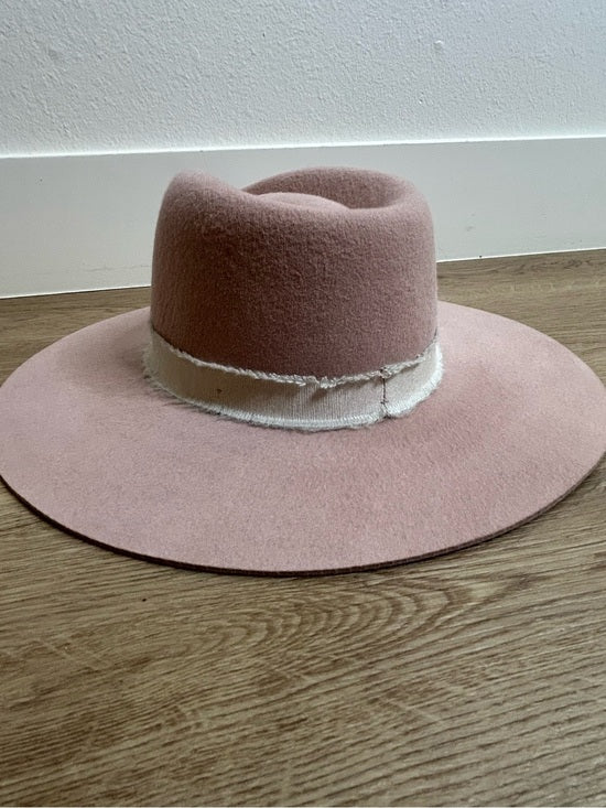 Brixton 100% Wool Felt Light Pink Wide Brim Rancher Style Hat