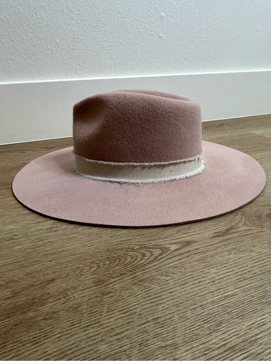 Brixton 100% Wool Felt Light Pink Wide Brim Rancher Style Hat