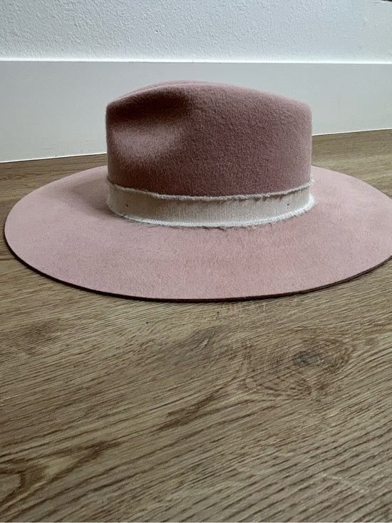 Brixton 100% Wool Felt Light Pink Wide Brim Rancher Style Hat