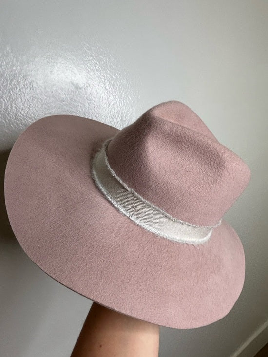 Brixton 100% Wool Felt Light Pink Wide Brim Rancher Style Hat
