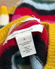 1901 100% Cashmere Rainbow Striped Cable Knit Pullover Sweater