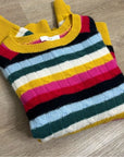 1901 100% Cashmere Rainbow Striped Cable Knit Pullover Sweater