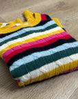 1901 100% Cashmere Rainbow Striped Cable Knit Pullover Sweater
