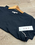 AMO 100% Cotton Black Short Sleeve Classic Distressed Hem T - Shirt