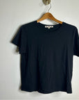 AMO 100% Cotton Black Short Sleeve Classic Distressed Hem T - Shirt