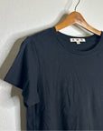 AMO 100% Cotton Black Short Sleeve Classic Distressed Hem T - Shirt
