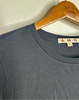 AMO 100% Cotton Black Short Sleeve Classic Distressed Hem T - Shirt