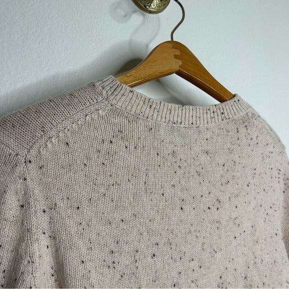 Theory Wool Cashmere Neutral Cable Knit Cream Cropped Sweater
