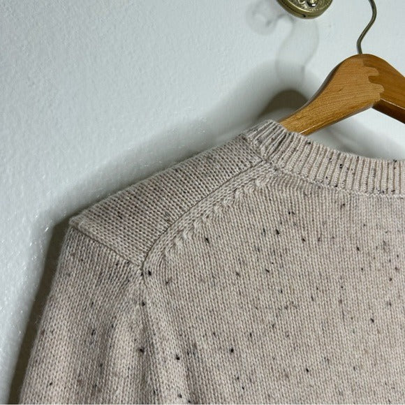 Theory Wool Cashmere Neutral Cable Knit Cream Cropped Sweater