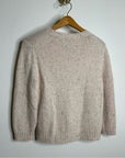 Theory Wool Cashmere Neutral Cable Knit Cream Cropped Sweater