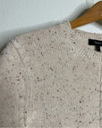 Theory Wool Cashmere Neutral Cable Knit Cream Cropped Sweater