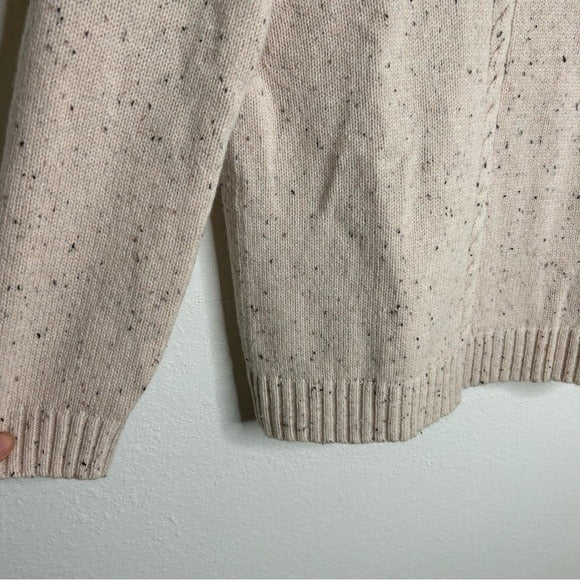 Theory Wool Cashmere Neutral Cable Knit Cream Cropped Sweater