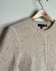 Theory Wool Cashmere Neutral Cable Knit Cream Cropped Sweater
