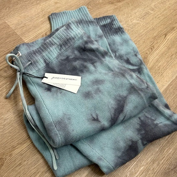 Unsubscribed Unsubscribed 100% Cashmere Blue Tie Dye Jogger Sweater Pant Relaxed Fit - Cashmere