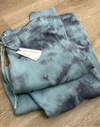 Unsubscribed 100% Cashmere Blue Tie Dye Jogger Sweater Pant Relaxed Fit