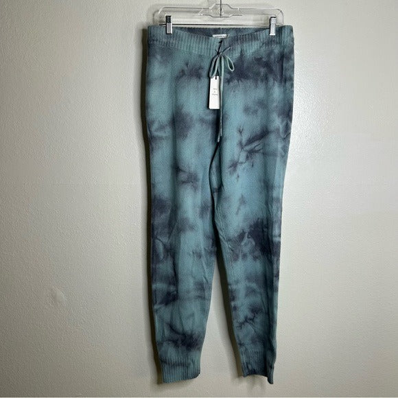 Unsubscribed 100% Cashmere Blue Tie Dye Jogger Sweater Pant Relaxed Fit