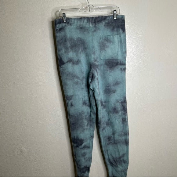 Unsubscribed 100% Cashmere Blue Tie Dye Jogger Sweater Pant Relaxed Fit