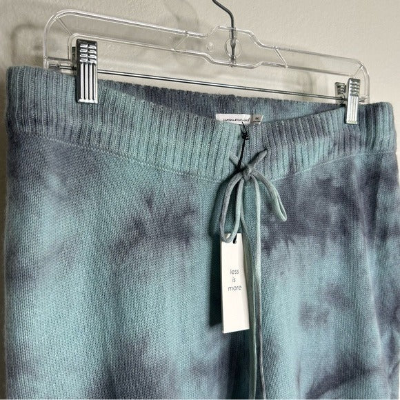 Unsubscribed 100% Cashmere Blue Tie Dye Jogger Sweater Pant Relaxed Fit