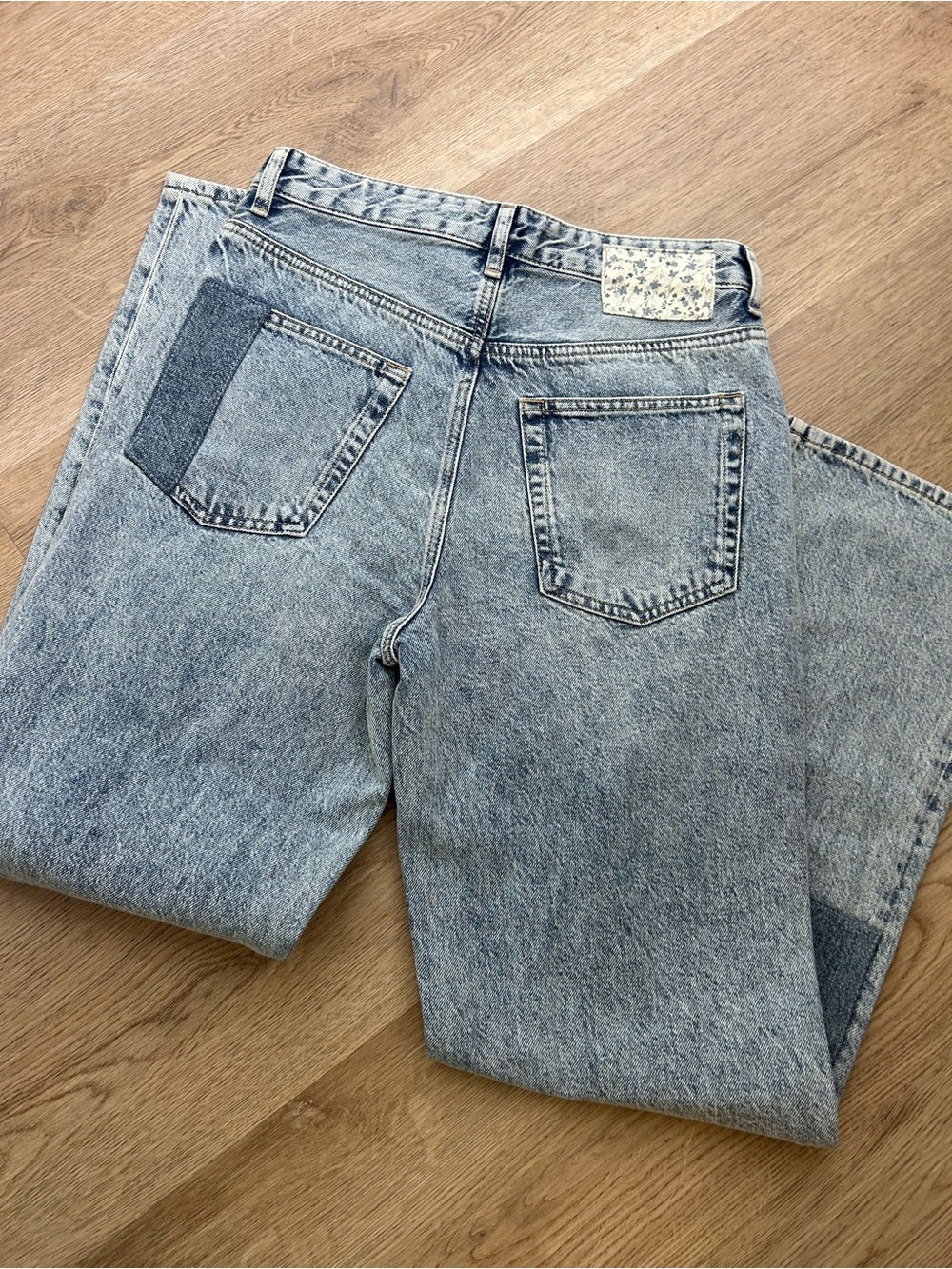 Ag Adriano Goldschmied AG 100% Cotton Denim Clove Patched Two Tone Relaxed Vintage Straight Leg Jean - Denim