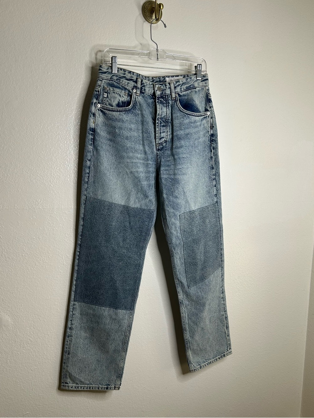 Ag Adriano Goldschmied AG 100% Cotton Denim Clove Patched Two Tone Relaxed Vintage Straight Leg Jean - Denim