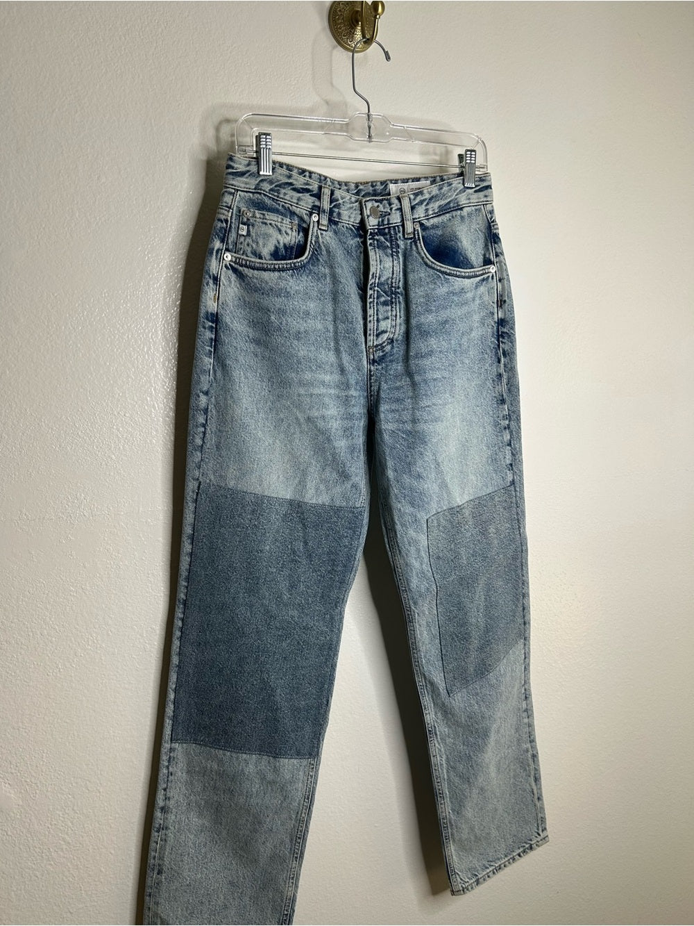 Ag Adriano Goldschmied AG 100% Cotton Denim Clove Patched Two Tone Relaxed Vintage Straight Leg Jean - Denim