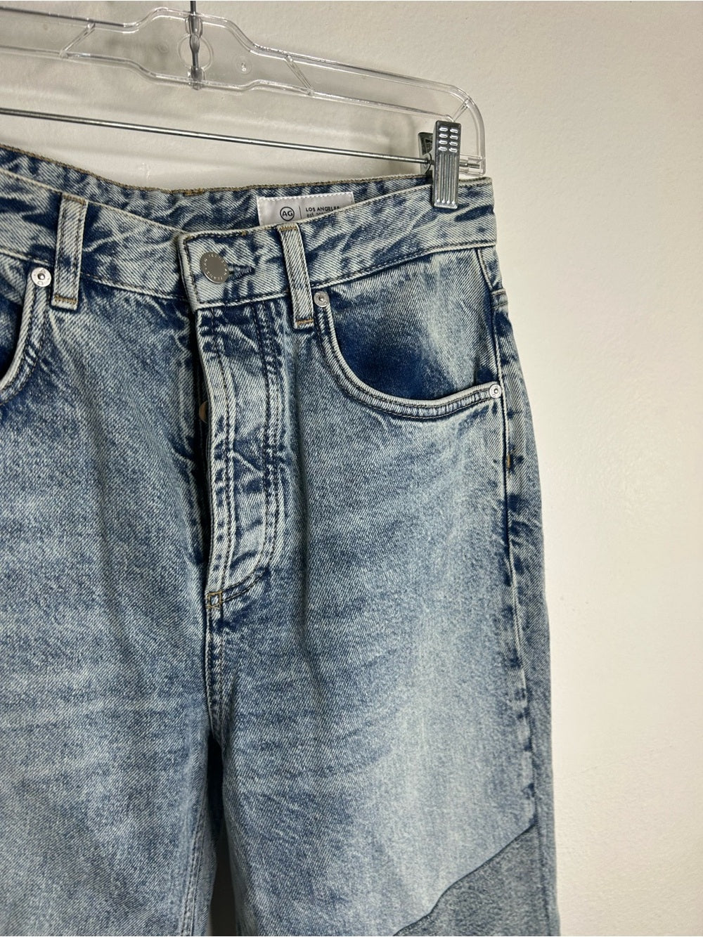 AG 100% Cotton Denim Clove Patched Two Tone Relaxed Vintage Straight Leg Jean