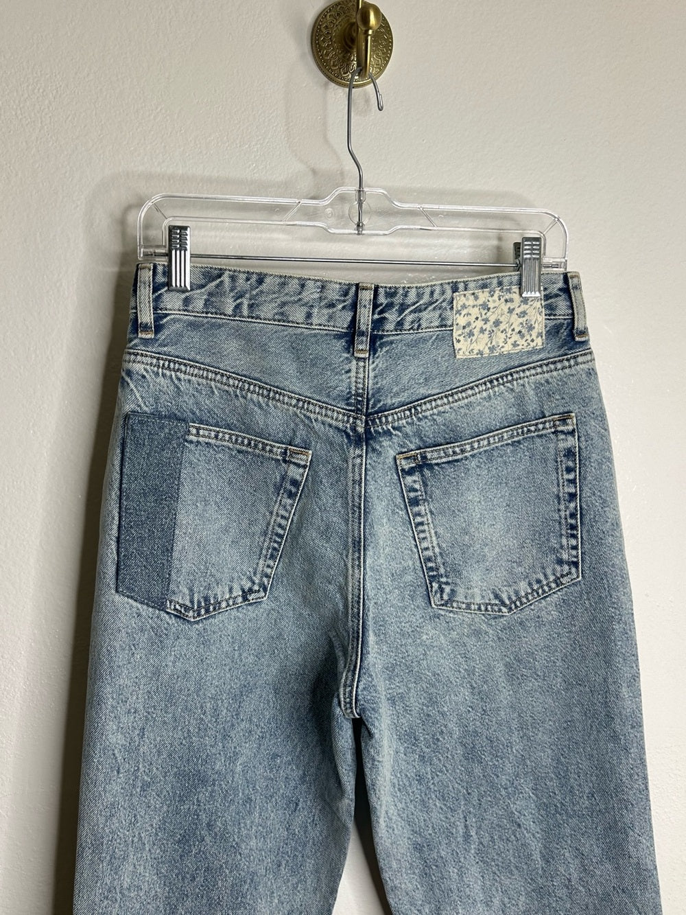 AG 100% Cotton Denim Clove Patched Two Tone Relaxed Vintage Straight Leg Jean
