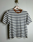 AG 100% Cotton Blue Striped Two Tone T - Shirt