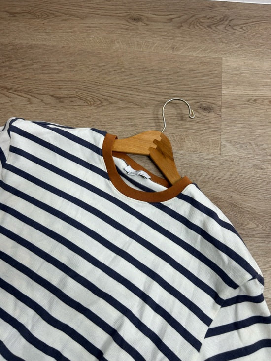 AG 100% Cotton Blue Striped Two Tone T - Shirt