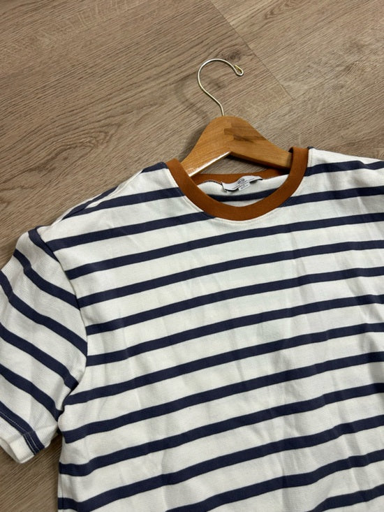 AG 100% Cotton Blue Striped Two Tone T - Shirt