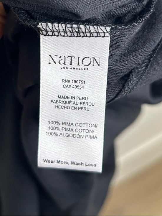 Nation LA 100% Pima Cotton Black Cinched T- Shirt Short Sleeve Midi Dress