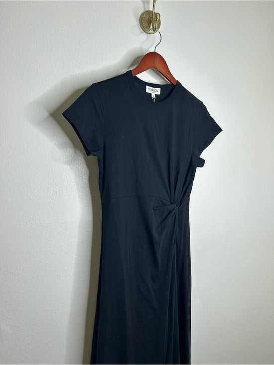 Nation LTD Nation LA 100% Pima Cotton Black Cinched T- Shirt Short Sleeve Midi Dress - Cotton